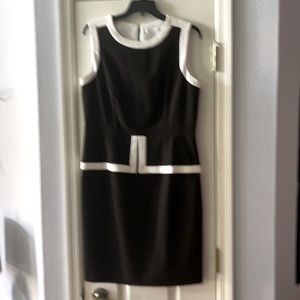 Calvin Klein Black/ White Peplum dress . VG cond.